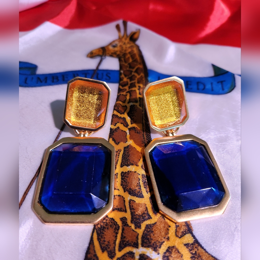 Saint Laurent (YSL) 🔥Double Hexagon🔥Clip on drop earrings (HAUTE)